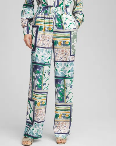 Chico's Patchwork Print Smocked Waist Pants In English Cream Size 8/10 |