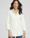 Chico's No Iron™ Chevron Stripe Stretch Shirt In Green Size Xxl |  In Applemint