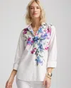 Chico's No Iron™ Floral Stretch Shirt In Purple Size Xxl |  In Purple Clover