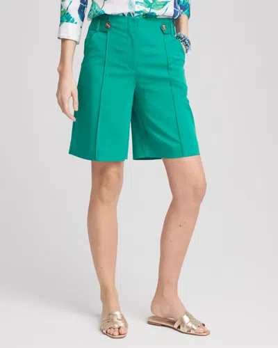 Chico's Sateen Tab-front A-line Shorts In Green