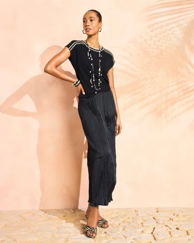 Chico's Satin Crinkle Maxi Skirt In Black