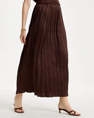 Chico's Satin Crinkle Maxi Skirt In Deep Brown