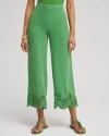 CHICO'S SATIN EYELET HEM CULOTTES IN VERDANT GREEN SIZE 10 | CHICO'S