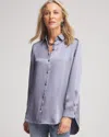 Chico's Satin High-low Tunic Top In Gray Size 18 |  In Carbon Gray