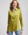 Chico's Satin High-low Tunic Top In Lime Zest Size 10 |  In Lime Zest