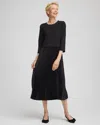 Chico's Satin-knit Pleated Maxi Dress In Black In Black