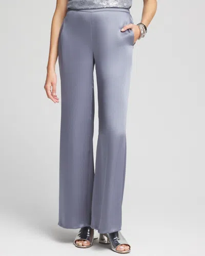 Chico's Satin Relaxed Straight Leg Pants In Gray Size 14 |  In Carbon Gray