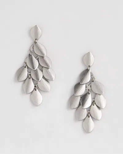 Chico's Satin Silver-tone Chandelier Earrings In Metallic