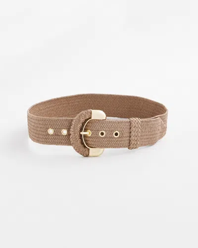 Chico's Satin Stretch Metal Belt In Gold Size Medium/large |