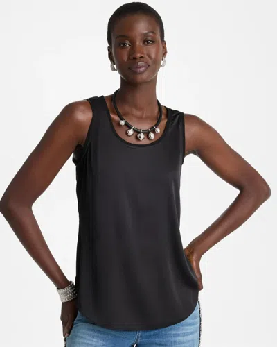 Chico's Satin-stretch Chiffon Trim Tank In Black