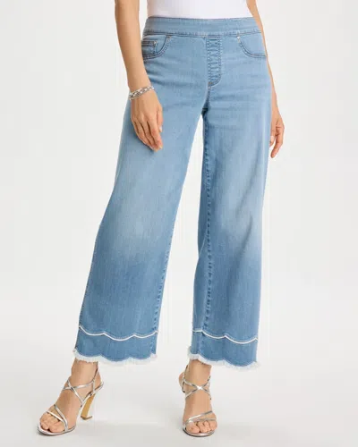 Chico's Scallop Pull-on Wide-leg Crop Jeans In Blue Jay Indigo