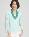 Chico's Scalloped Hem Lace Top In Teal Waters Size 20/22 |  In Teal Waters
