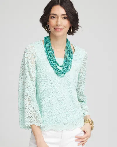 Chico's Scalloped Hem Lace Top In Teal Waters Size 20/22 |