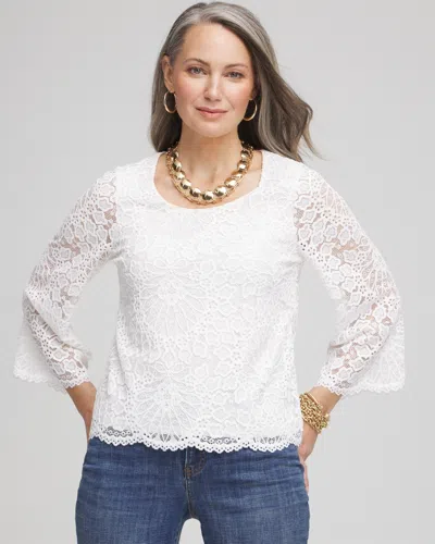 Chico's Scalloped Hem Lace Top In White Size 20/22 |  In Alabaster