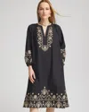 Chico's Scalloped-hem Poplin Midi Dress In Black Size 16/18 |  In Black