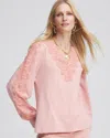 Chico's Scalloped-lace Pima Top In French Blush Size 12/14 |  In French Blush