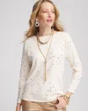 Chico's Scattered Sequin Pullover Sweater In English Cream Size 20/22 |  In English Cream
