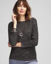 Chico's Scattered Sequin Pullover Sweater In Gray Size 4/6 |  In Graphite Heather Gray