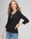Chico's 3/4-sleeve Tee In Black Size 16/18 |  In Black