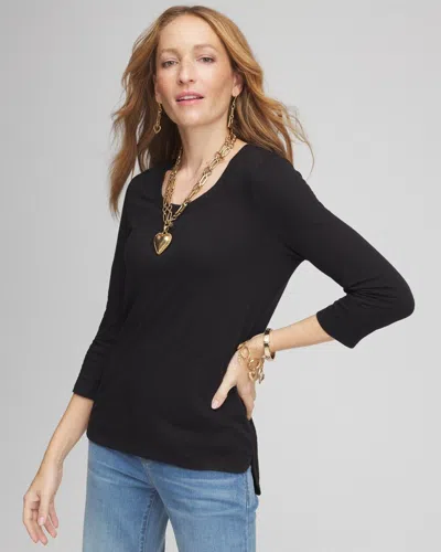 Chico's 3/4-sleeve Tee In Black Size 16/18 |