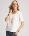 CHICO'S SCOOP NECK TEE IN WHITE SIZE 12/14 | CHICO'S