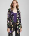 Chico's Scroll Print Cardigan Sweater In Black Size 12/14 |  In Black