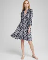 CHICO'S SCROLLS RUFFLE BELL SLEEVE DRESS IN NAVY BLUE SIZE 20/22 | CHICO'S