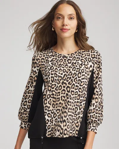 Chico's Scuba Animal-print Bungee Top In Tan In Animal Print