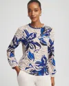 Chico's Scuba Animal Print Top In Taupe In Blue