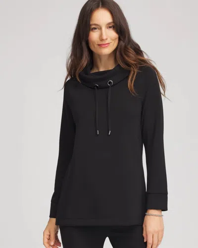 Chico's Scuba Bungee Cowlneck Tunic In Black