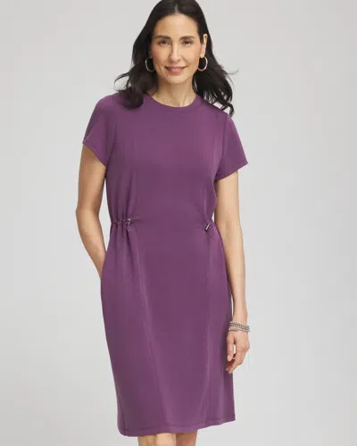 Chico's Scuba Bungee-waist Dress In Purple