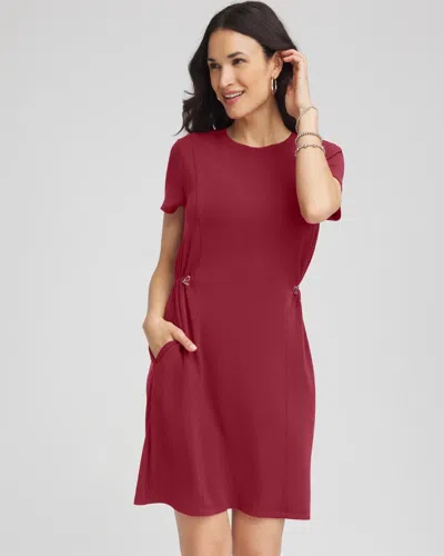 Chico's Scuba Bungee-waist Dress In Russet Red