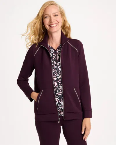 Chico's Scuba Caviar Bead Jacket In Night Bloom