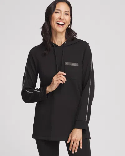 Chico's Scuba Caviar Bead Sweatshirt Top In Black Size 12/14 |  Zenergy
