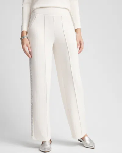 Chico's Scuba Embellished Pants In English Cream Size 12 |  Zenergy