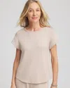 Chico's Scuba Embellished Short-sleeve Top In Neutral