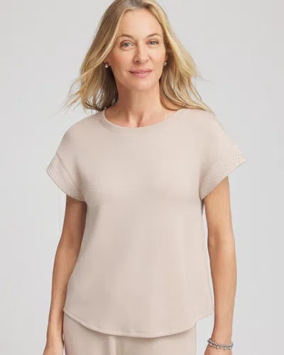 Chico's Scuba Embellished Short-sleeve Top In Neutral