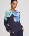 Chico's Scuba Floral Top In Blue Size 20/22 |  Zenergy In Classic Navy