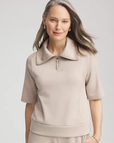 Chico's Scuba Half-zip Top In Neutral