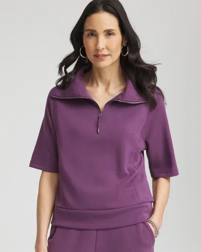 Chico's Scuba Half-zip Top In Purple