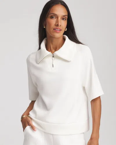 Chico's Scuba Half-zip Top In White In Sand