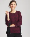 Chico's Scuba Jacquard Bungee Top In Deep Chianti In Multi
