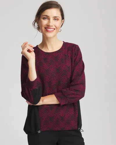 Chico's Scuba Jacquard Bungee Top In Deep Chianti In Multi