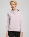Chico's Scuba Popover Top In Lilac Smoke In Pink