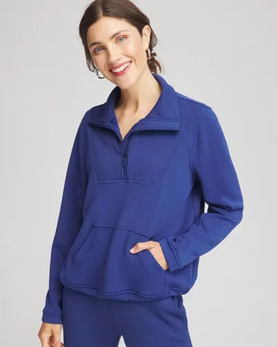 Chico's Scuba Ribbed Sweatshirt In Blue