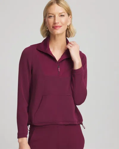 Chico's Scuba Ribbed Sweatshirt In Deep Chianti In Burgundy