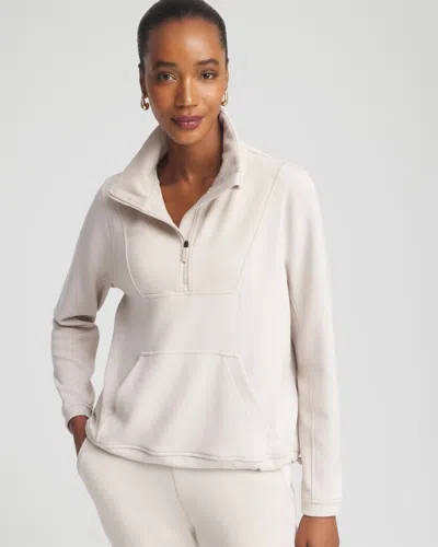 Chico's Scuba Ribbed Sweatshirt In Taupe In Neutral