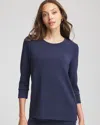 Chico's Scuba Satin-trim Tunic In Blue