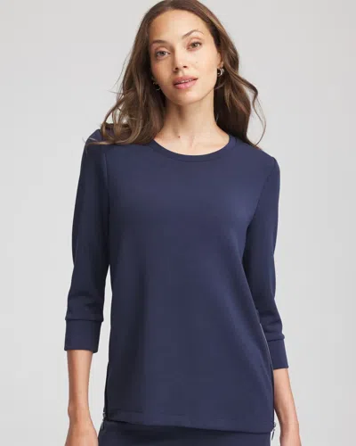 Chico's Scuba Satin-trim Tunic In Blue