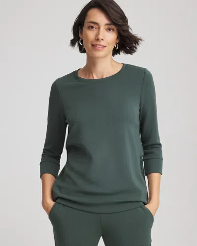 Chico's Scuba Satin-trim Tunic In Darkest Spruce In Green